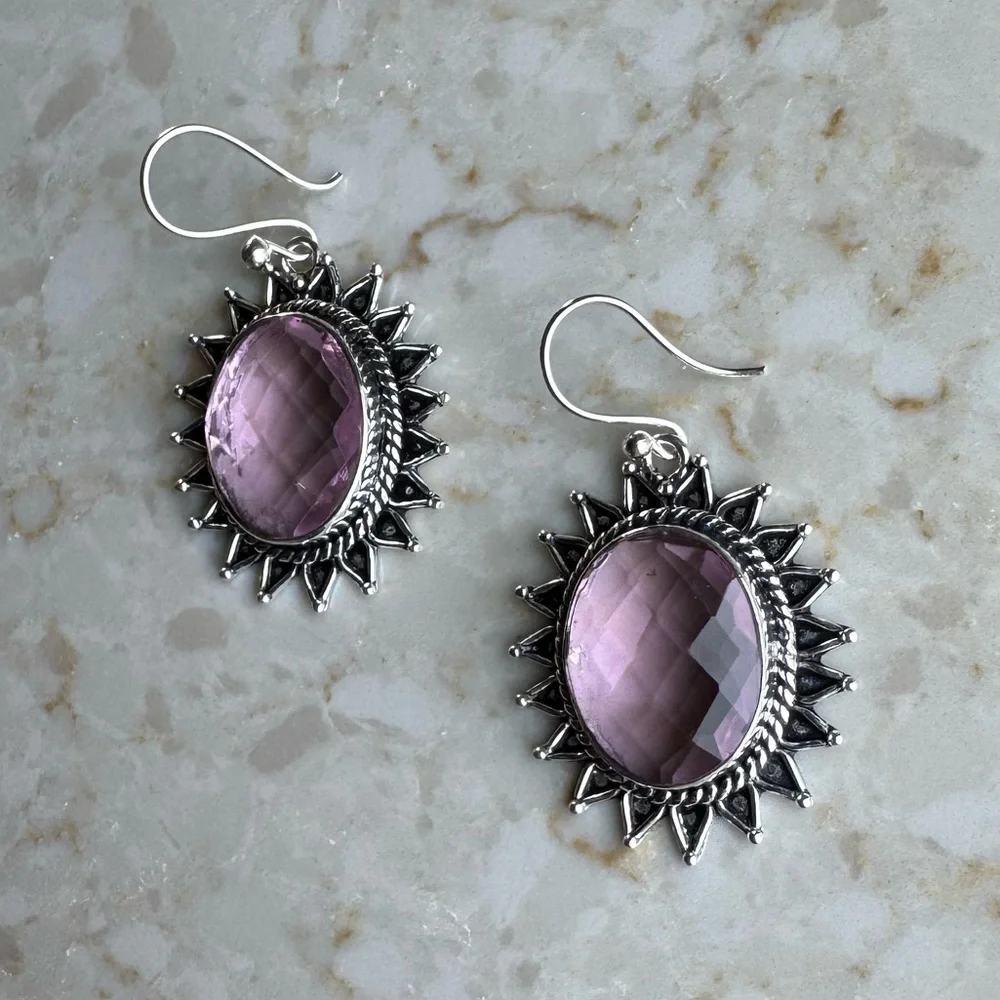 NWOT Sundance Summer Sun Earrings, Pink Kunzite, Sterling Silver